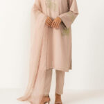 3 Pc  Pink Oranza Embroidered Suit