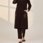 Handcrafted Brown Velvet Embroidered Shirt